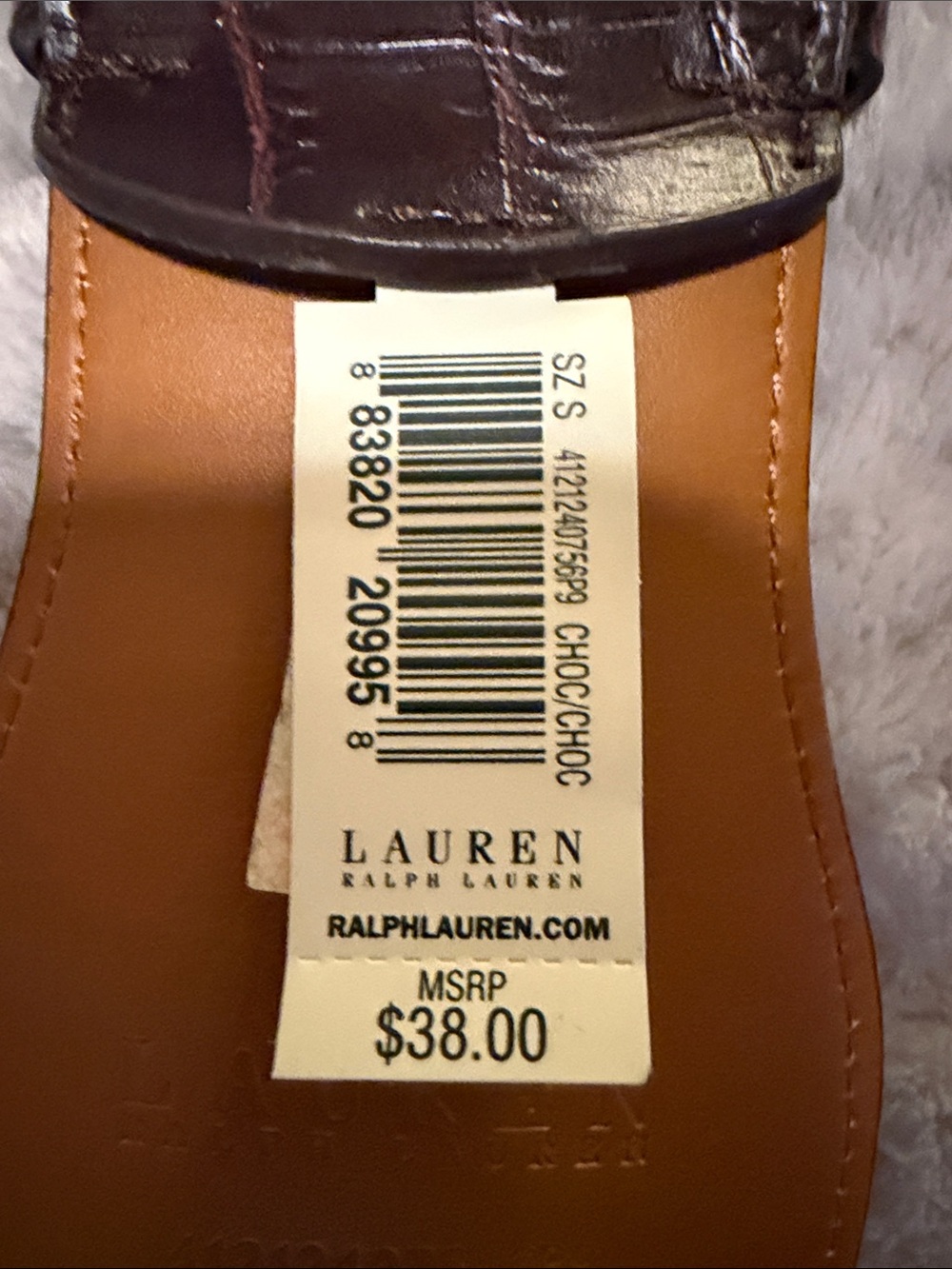 Lauren Ralph Lauren Dark Brown Croc-Embossed Elastic Waist Belt - Picture 2 of 5